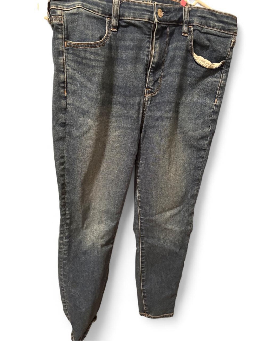 American Eagle Outfitters Next Level Stretch High Rise Jeans in Dark Wash Blue